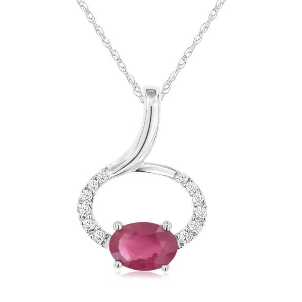 WHITE GOLD RUBY & DIAMOND PENDANT WH2843R
