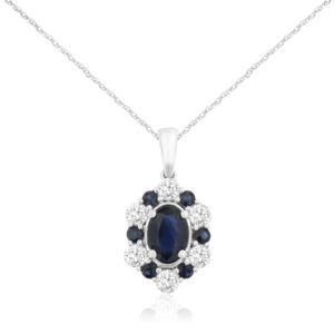 WHITE GOLD SAPPHIRE & DIAMOND PENDANT WH3861S