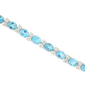 WHITE GOLD BLUE TOPAZ & DIAMOND BRACELET WC9856B
