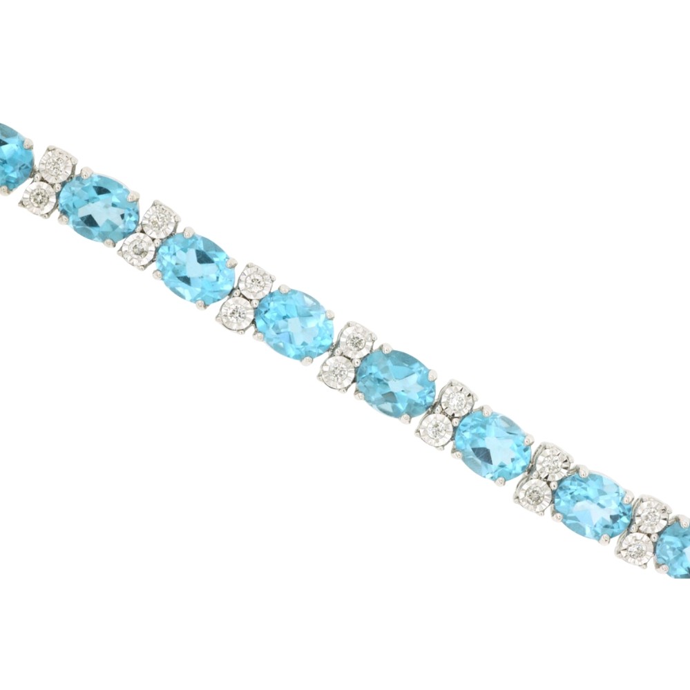 WHITE GOLD BLUE TOPAZ & DIAMOND BRACELET WC9856B