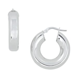 WHITE GOLD FLAT HOOP EARRINGS 5R101A