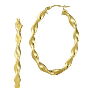 YELLOW GOLD TWISTED HOOP EARRINGS 5R110