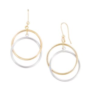 YELLOW & WHITE GOLD CIRCLE DROP EARRINGS 5Q403X
