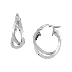 WHITE GOLD TWISTED HOOP EARRINGS 5R109A
