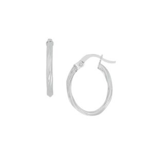 WHITE GOLD TINY OVAL HOOP EARRINGS 5Q422A
