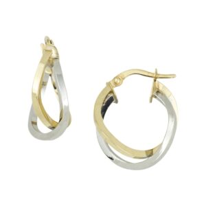 YELLOW & WHITE GOLD TWISTED HOOP EARRINGS 5R109X
