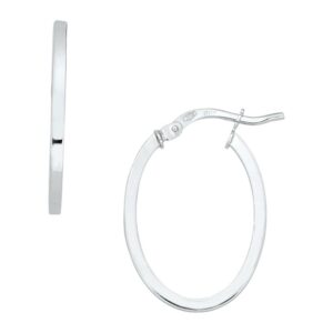 WHITE GOLD OVAL HOOP EARRINGS 5P102A