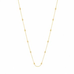 YELLOW GOLD CABLE CHAIN OVAL BEAD NECKLACE 3AD125/1800