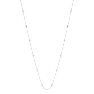 WHITE GOLD CABLE CHAIN BEAD BRACELET 3AD125A/1800