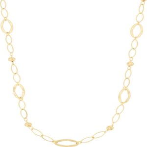 YELLOW GOLD OPEN LINK & BEAD CHAIN NECKLACE 3Q245/2400