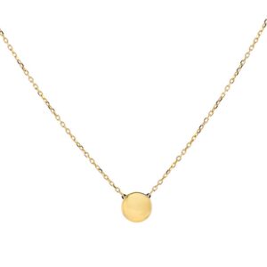 YELLOW GOLD CABLE CHAIN POLISHED DISC NECKLACE 3H107/1800