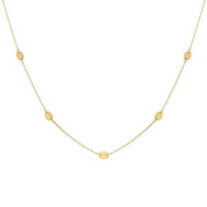 YELLOW GOLD CABLE CHAIN 5-STATION NECKLACE 3H112/1800