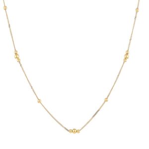 YELLOW GOLD MINI CURB BEAD STATION NECKLACE 3H111/1800