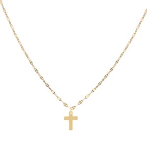 YELLOW GOLD TINY CROSS FLAT SNAIL CHAIN 3H108/1800