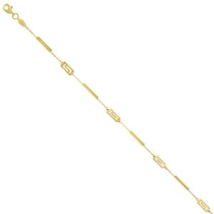 YELLOW GOLD GREEK KEY & BAR STATION BRACELET 1T375/0725