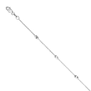 WHITE GOLD CABLE CHAIN OVAL BEAD BRACELET 1AD125A/0750