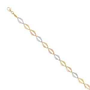 WHITE, YELLOW, & ROSE GOLD OPEN LINK BRACELET 1T407K/0750