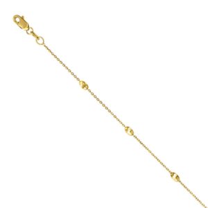 YELLOW GOLD CABLE CHAIN OVAL BEAD BRACELET 1AD125/0750