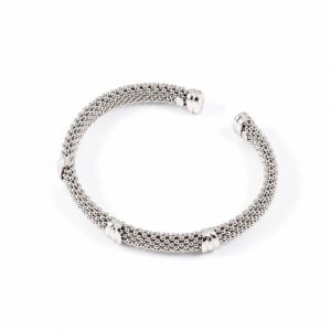 STERLING SILVER POPCORN CUFF STATION BRACELET 1J809S-CUFF