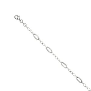 STERLING SILVER PAPERCLIP OVAL STATION BRACELET 1B806S/0750