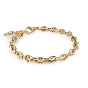 ITALGEM STEEL BEAN-LINK BRACELET SMB828-GO7.5+1