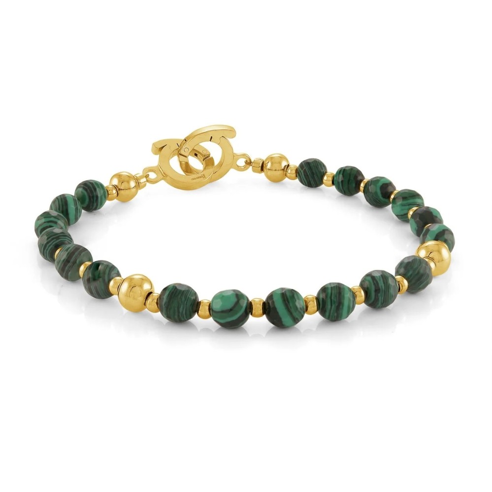 ITALGEM STEEL MALACHITE BEADS BRACELET BB-340-7.5