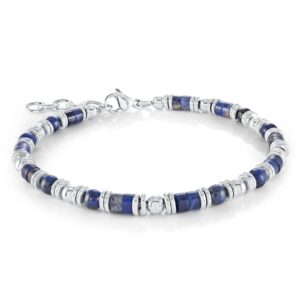 ITALGEM STEEL SODALITE BEADS BRACELET BB-408