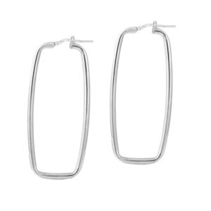 STERLING SILVER RECTANGLE SHAPED HOOP EARRINGS 5Q834S