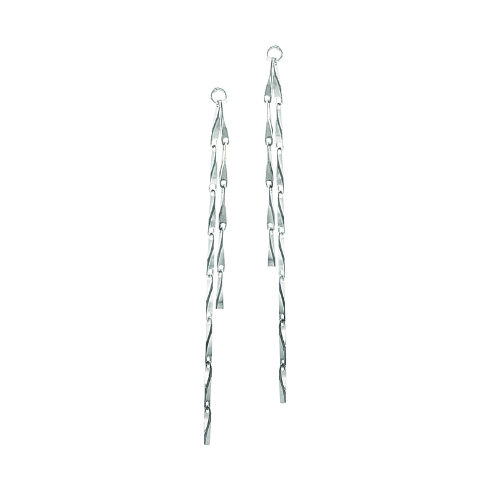 STERLING SILVER DIAMOND CUT 2-STRAND EARRINGS 5D809S