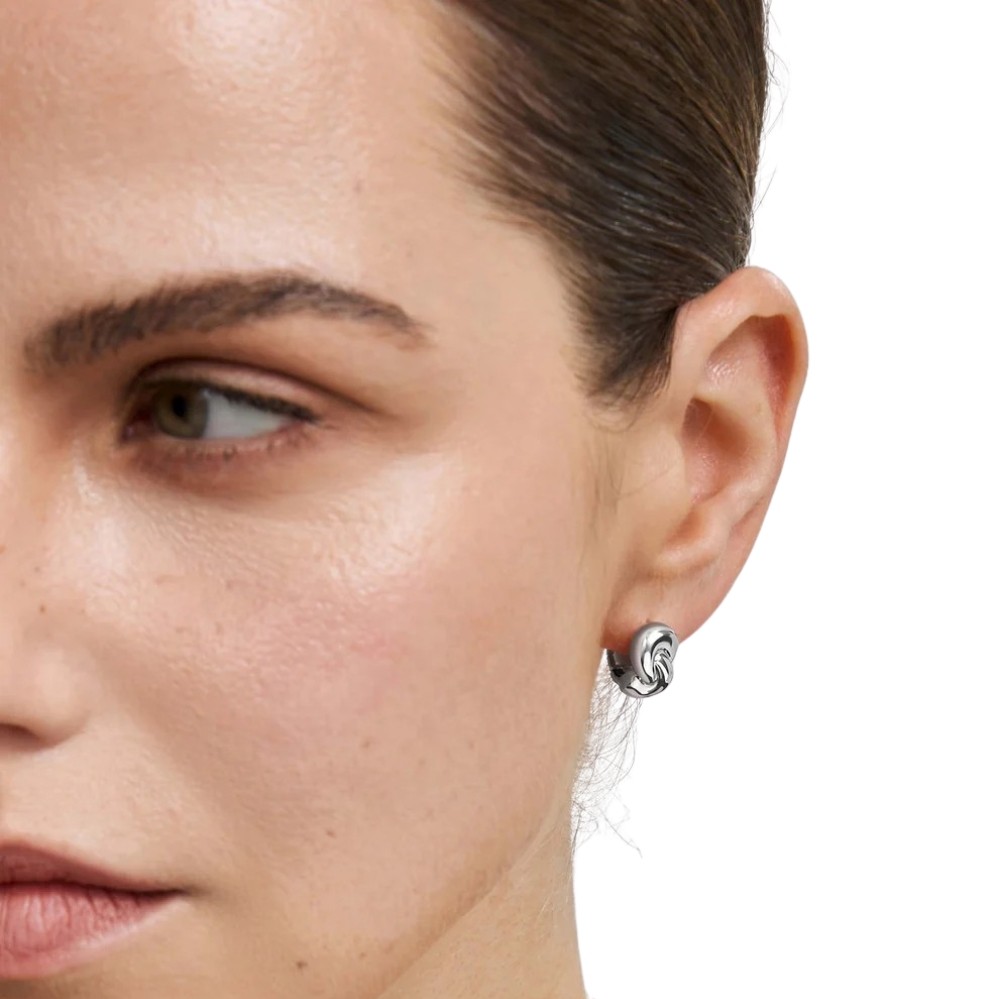 ANIA HAIE SILVER ROPE TWIST HUGGIE HOOP EARRINGS E077-03H