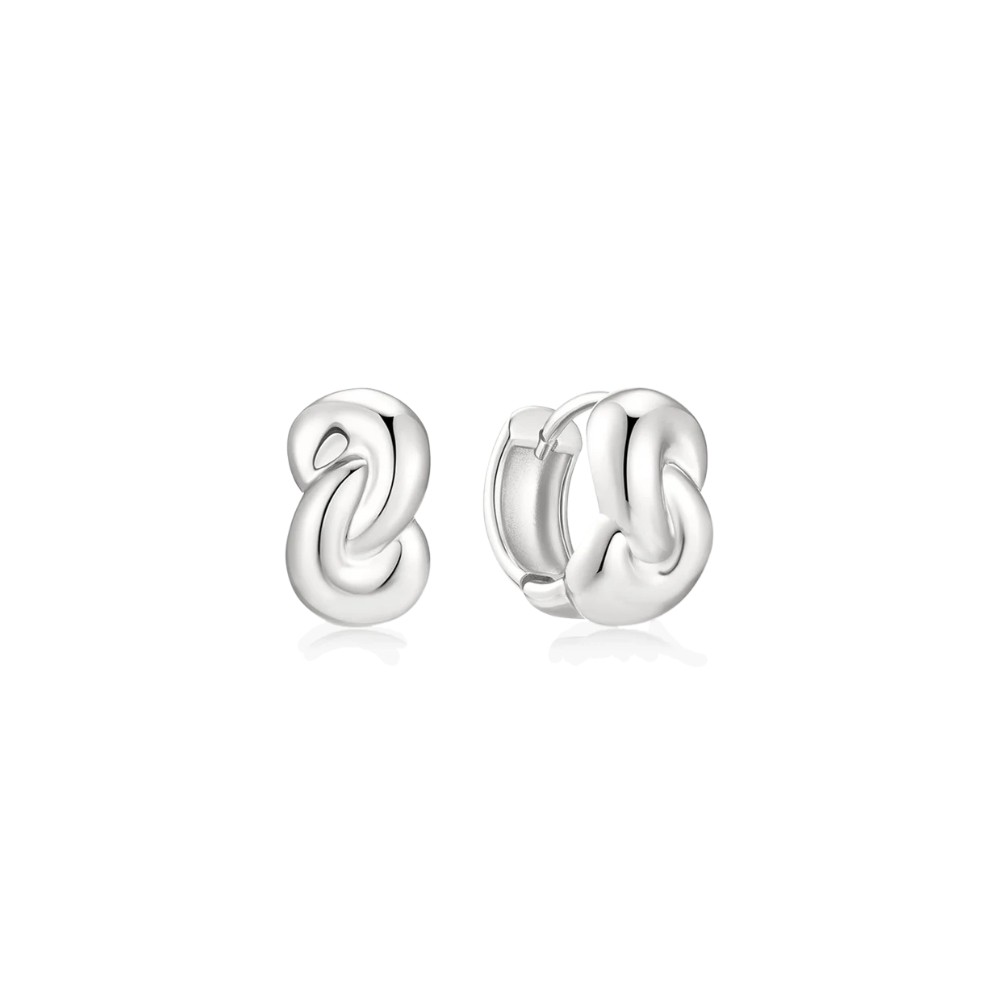 ANIA HAIE SILVER ROPE TWIST HUGGIE HOOP EARRINGS E077-03H