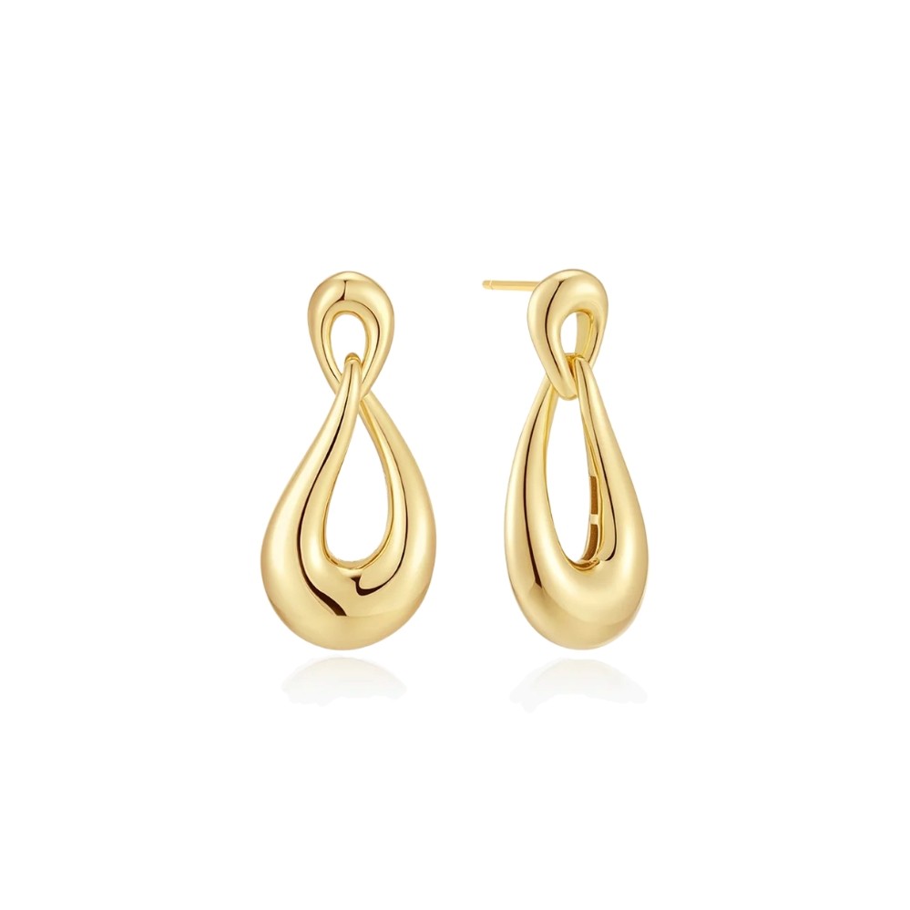ANIA HAIE GOLD INTERLOCKED WAVE STUD HOOP EARRINGS E077-06G