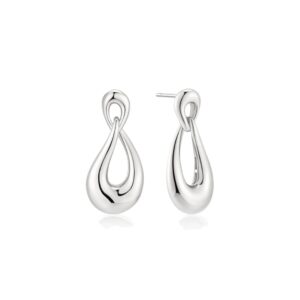 ANIA HAIE SILVER INTERLOCKED WAVE STUD HOOP EARRINGS E077-06H