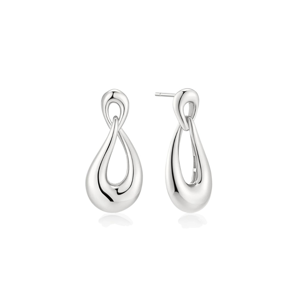 ANIA HAIE SILVER INTERLOCKED WAVE STUD HOOP EARRINGS E077-06H