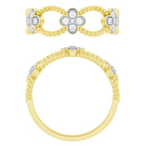 YELLOW GOLD CLOVER DIAMOND RING M5304