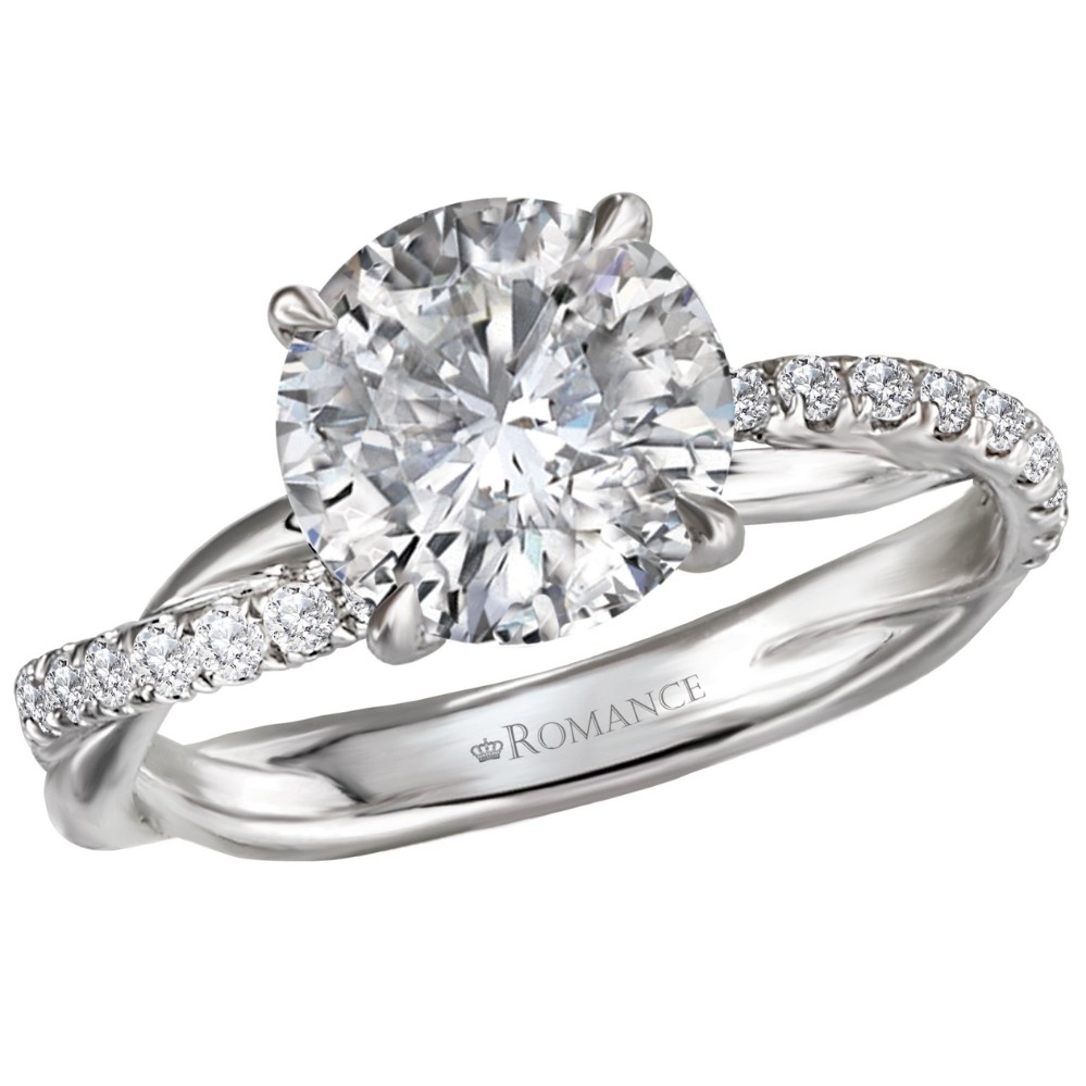 WHITE GOLD DIAMOND TWIST SEMI-MOUNT RING 160131-RD200