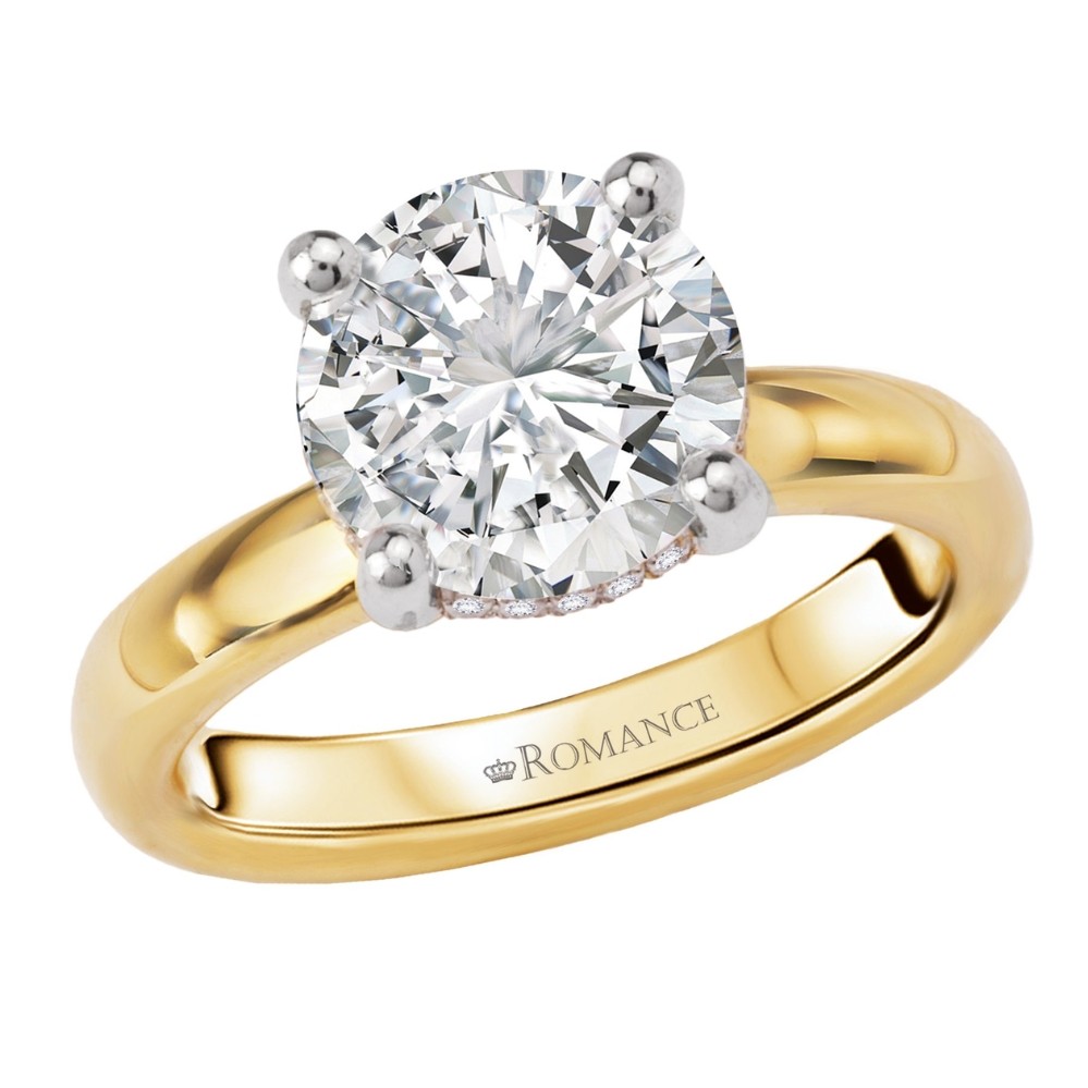 YELLOW GOLD HIDDEN HALO SEMI-MOUNT RING 160298-RD200Y