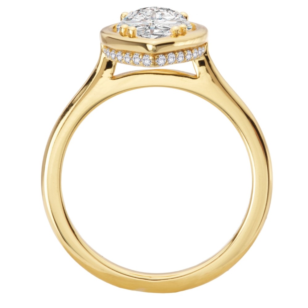 YELLOW GOLD HIDDEN HALO SEMI-MOUNT RING 160327-MQ200Y