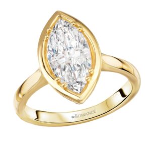 YELLOW GOLD HIDDEN HALO SEMI-MOUNT RING 160327-MQ200Y