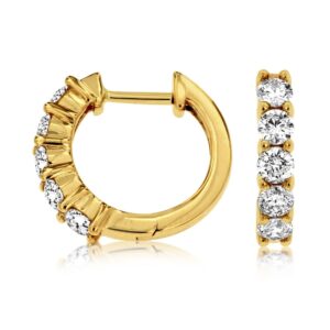 YELLOW GOLD DIAMOND HOOP EARRINGS C8031D