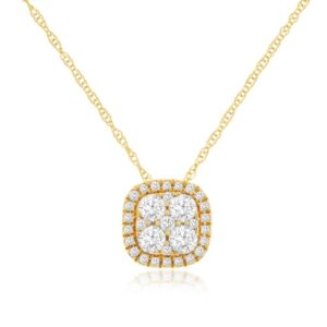 YELLOW GOLD DIAMOND CLUSTER PENDANT C8428D
