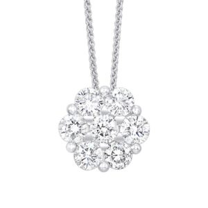 WHITE GOLD DIAMOND CLUSTER NECKLACE PD32725-4WH