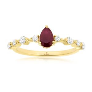 YELLOW GOLD RUBY & DIAMOND RING H3614RB