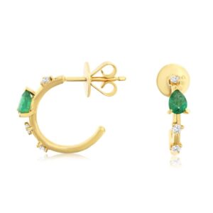 YELLOW GOLD EMERALD & DIAMOND EARRINGS H2717EM