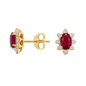 YELLOW GOLD RUBY & DIAMOND EARRINGS H4473RB