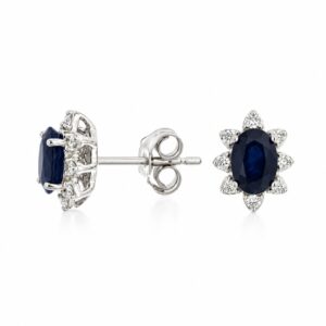 WHITE GOLD SAPPHIRE & DIAMOND EARRINGS WH4473S