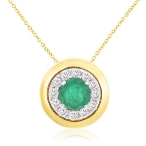 YELLOW GOLD EMERALD & DIAMOND PENDANT H4058EM