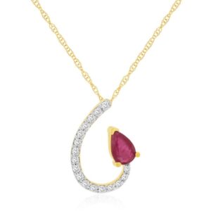 YELLOW GOLD RUBY & DIAMOND PENDANT H3107RB