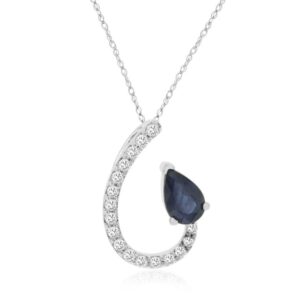 WHITE GOLD SAPPHIRE & DIAMOND PENDANT WH3107S