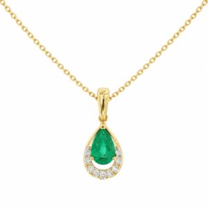 YELLOW GOLD EMERALD & DIAMOND PENDANT H4476EM